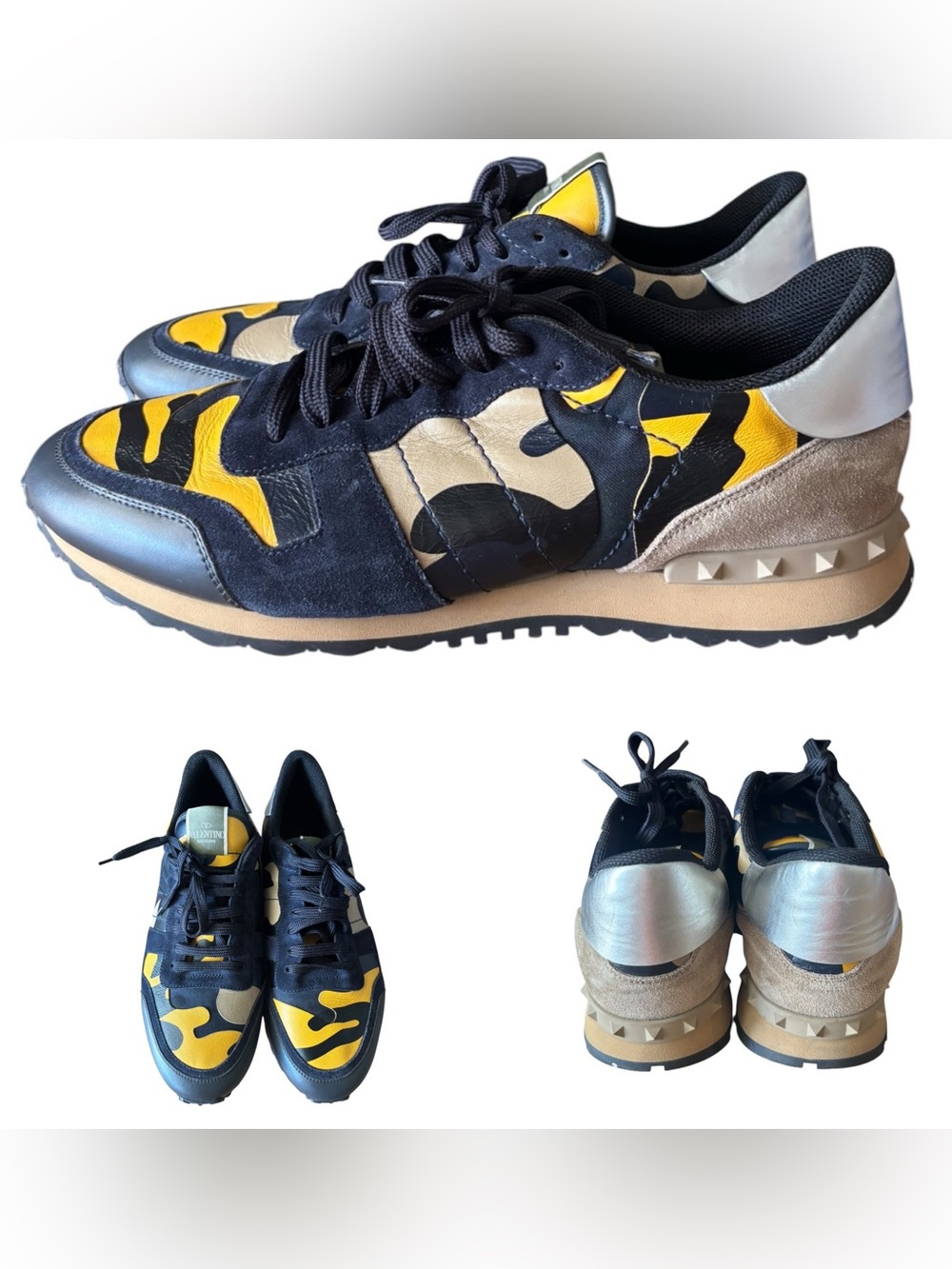 Valentino Rockrunner Sneakers - Blue Yellow Camo - Sz 46